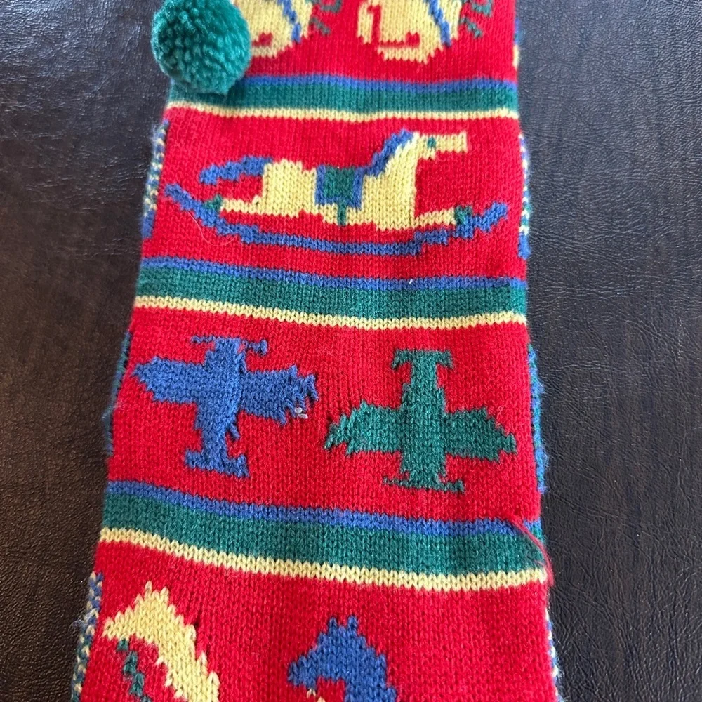 Festive VTG Knit Christmas Stockings - Teddy Bears and Rocking Horses.